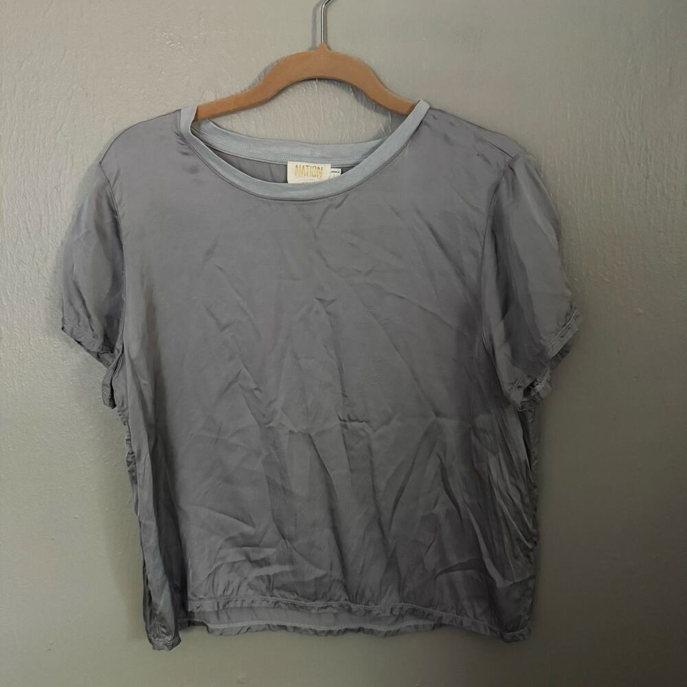 Nation LTD Grey Crewneck Blouse Boxy Tee Top Size Large